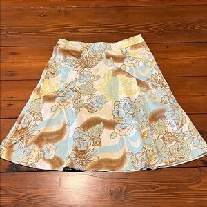 Vintage Express Circle Skirt - Brown Blue Green Floral - Size S